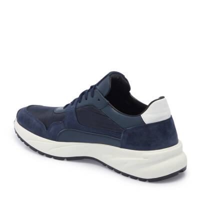 Lacivert Deri-Tekstil Erkek Sneaker - E24I1AY56712-D44 - 2