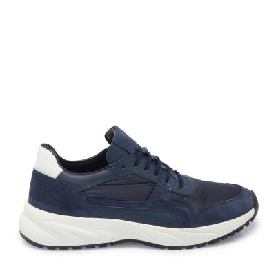Lacivert Deri-Tekstil Erkek Sneaker - E24I1AY56712-D44 - 3