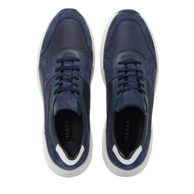 Lacivert Deri-Tekstil Erkek Sneaker - E24I1AY56712-D44 - 5