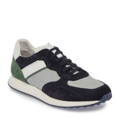  Lacivert Deri-Tekstil Erkek Sneaker - E24I1AY56849-D44 