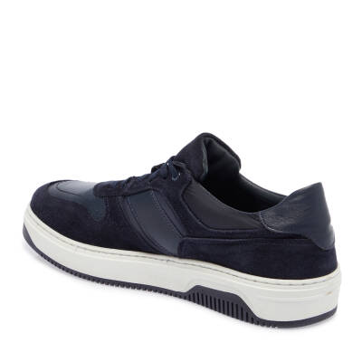 Lacivert Deri-Tekstil Erkek Sneaker - E24I1AY56901-W32 - 2