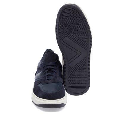 Lacivert Deri-Tekstil Erkek Sneaker - E24I1AY56901-W32 - 4