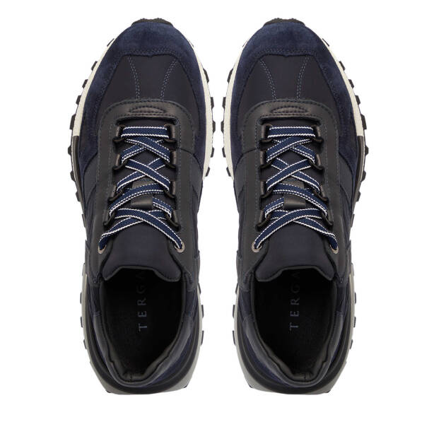 Lacivert Deri - Tekstil Erkek Sneaker - E25S1AY57399-D44 - 5