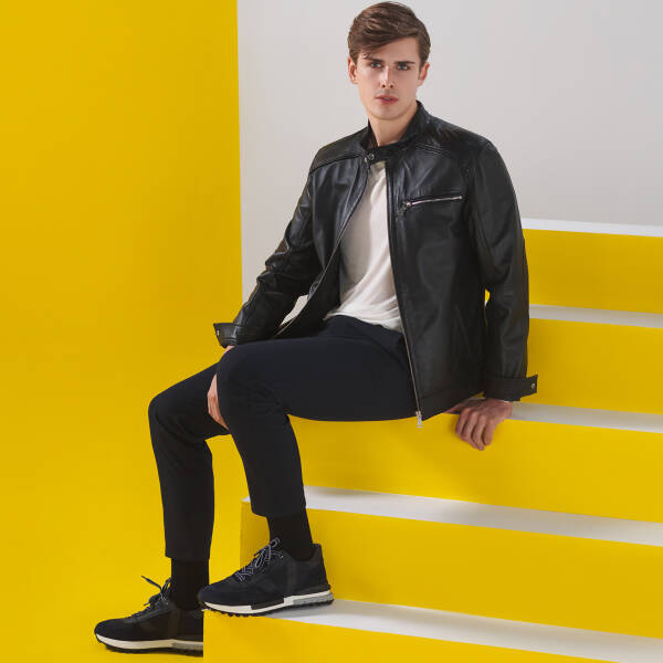 Lacivert Deri - Tekstil Erkek Sneaker - E25S1AY57399-D44 - 1