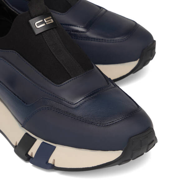 Lacivert Deri-Tekstil Erkek Sneaker - E26S1AY57817-K0O - 3