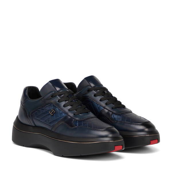 Lacivert Deri-Tekstil Erkek Sneaker - E26S1AY57827-K0O - 2