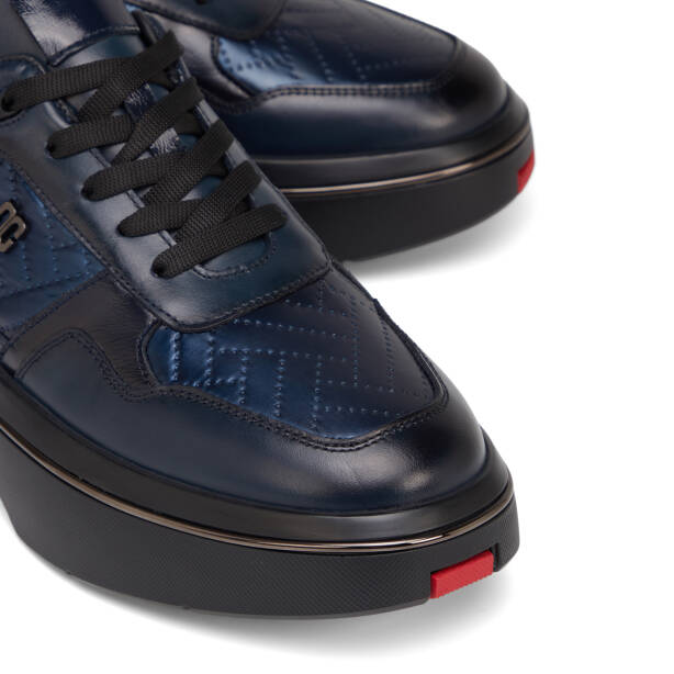Lacivert Deri-Tekstil Erkek Sneaker - E26S1AY57827-K0O - 3