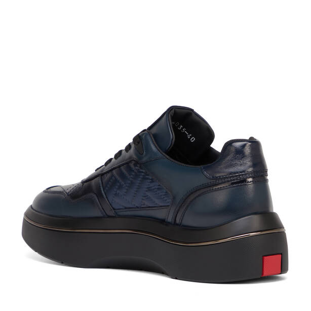 Lacivert Deri-Tekstil Erkek Sneaker - E26S1AY57827-K0O - 4