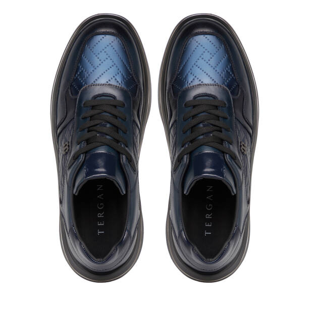 Lacivert Deri-Tekstil Erkek Sneaker - E26S1AY57827-K0O - 5