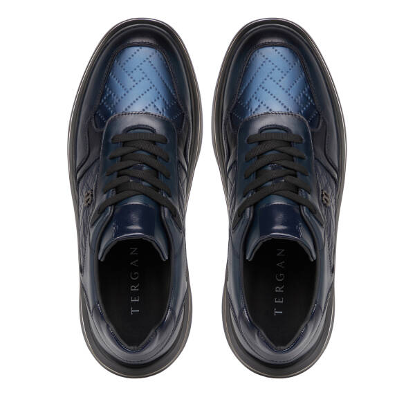 Lacivert Deri-Tekstil Erkek Sneaker - E26S1AY57827-K0O - 5