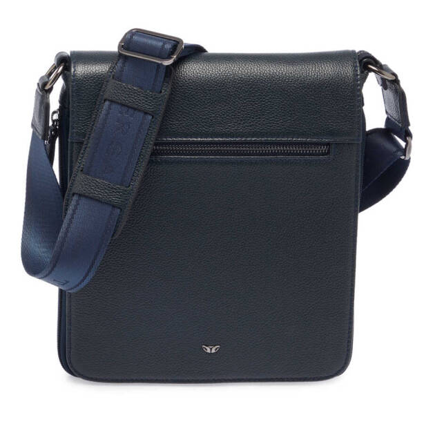 Lacivert Hakiki Deri Unisex Çapraz Askılı Çanta - S1AC00021185-X86 - Tergan