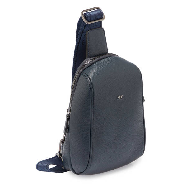 Lacivert Hakiki Deri Unisex Çapraz Askılı Çanta - S1AC00021511-A38 - Tergan