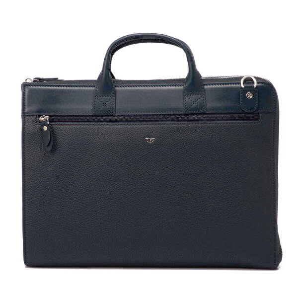 Lacivert Hakiki Deri Unisex Evrak Çantası - S1EV00021218-D6M - 1