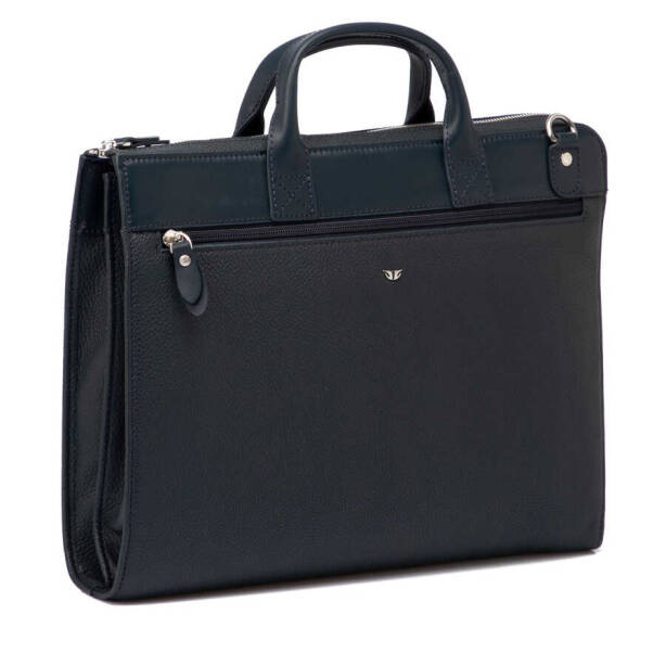 Lacivert Hakiki Deri Unisex Evrak Çantası - S1EV00021218-D6M - Tergan