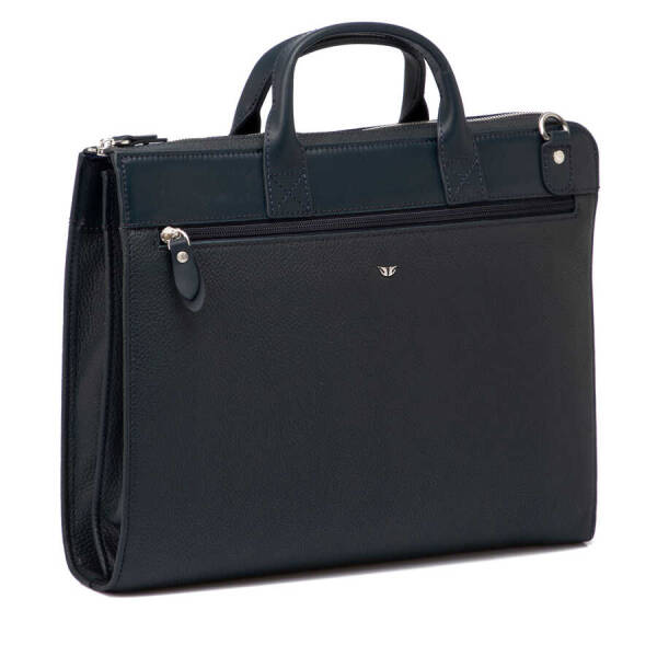 Lacivert Hakiki Deri Unisex Evrak Çantası - S1EV00021218-D6M - 2