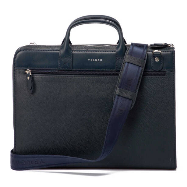 Lacivert Hakiki Deri Unisex Evrak Çantası - S1EV00021218-D6M - Tergan