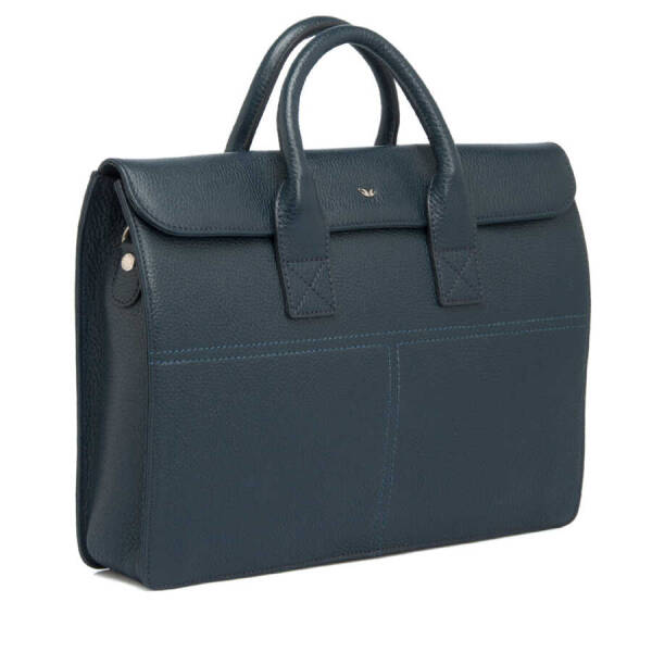 Lacivert Hakiki Deri Unisex Evrak Çantası - S1EV00021247-A38 - 2
