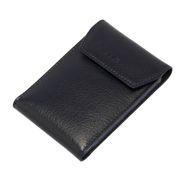 Lacivert Hakiki Deri Unisex Kredi Kartlık - S1KK00001193-H86 - Tergan