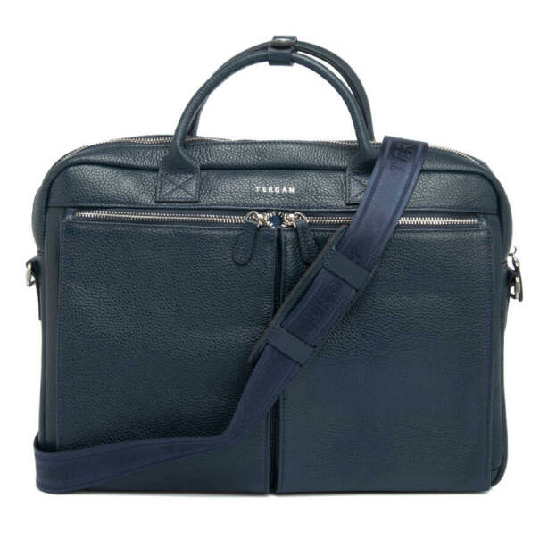 Lacivert Hakiki Deri Unisex Laptop Çantası - S1LC00002897-A38 - Tergan