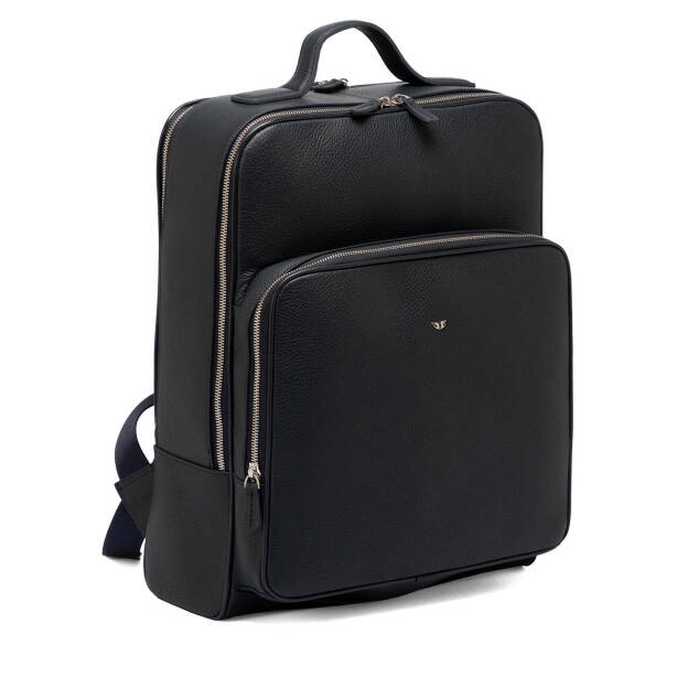 Lacivert Hakiki Deri Unisex Sırt Çantası - S1SR00021454-A38 - Tergan