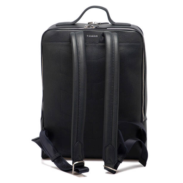 Lacivert Hakiki Deri Unisex Sırt Çantası - S1SR00021454-A38 - Tergan