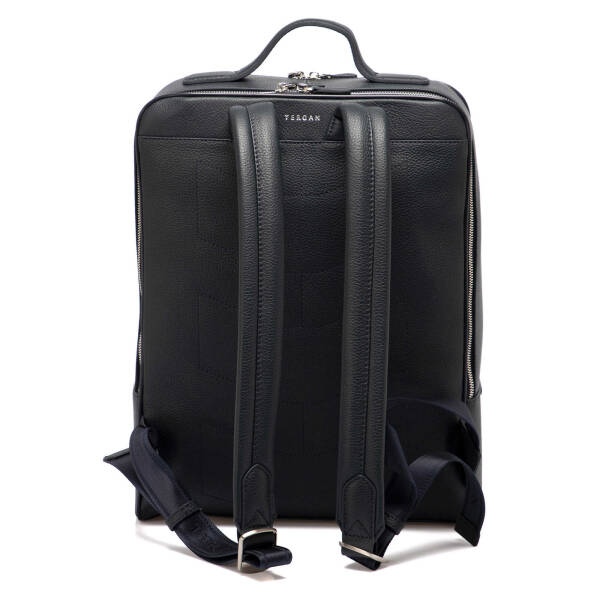 Lacivert Hakiki Deri Unisex Sırt Çantası - S1SR00021454-A38 - 3