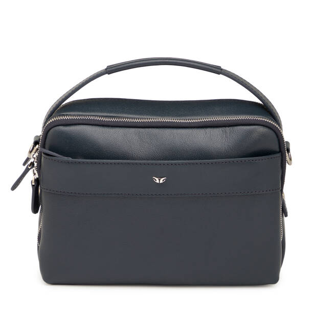 Lacivert Hakiki Deri Erkek Çapraz Askılı Çanta - S1AC00021545-I91 