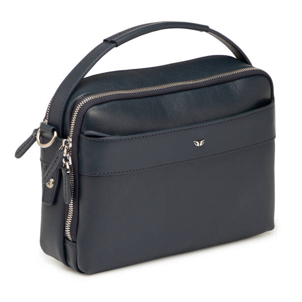 Lacivert Hakiki Deri Erkek Çapraz Askılı Çanta - S1AC00021545-I91 - 2