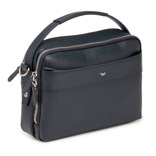 Lacivert Hakiki Deri Erkek Çapraz Askılı Çanta - S1AC00021545-I91 - 2