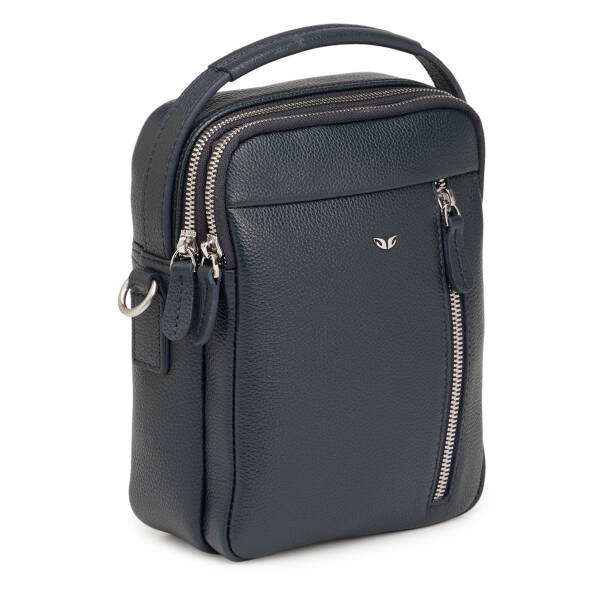 Lacivert Hakiki Deri Erkek Çapraz Askılı Çanta - S1AC00021551-X86 - 2