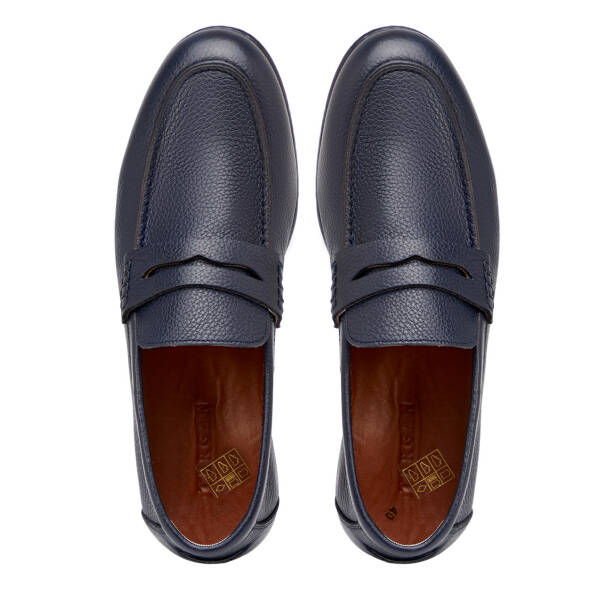 Lacivert Hakiki Deri Erkek Casual Ayakkabı - E26I1AY57639-A31 - 5
