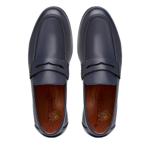Lacivert Hakiki Deri Erkek Casual Ayakkabı - E26I1AY57639-A31 - 5