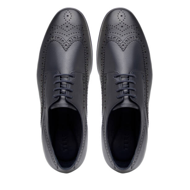 Lacivert Hakiki Deri Erkek Casual Ayakkabı - E26I1AY57719-A31 - 5