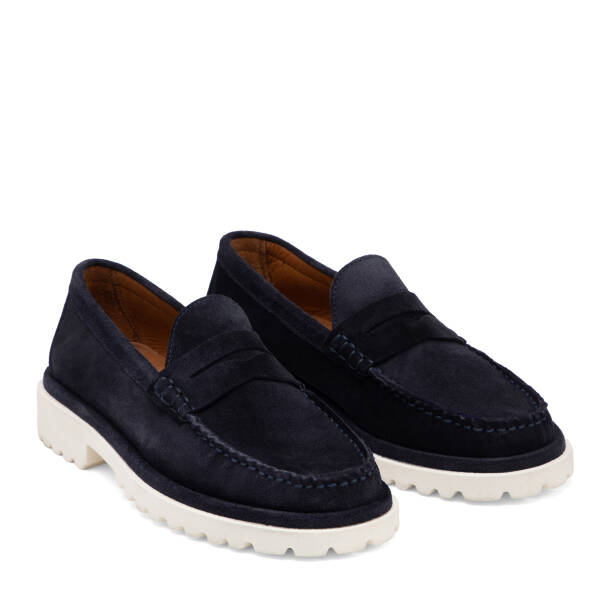 Lacivert Hakiki Deri Erkek Loafer - E26I1AY57724-D44 - Tergan