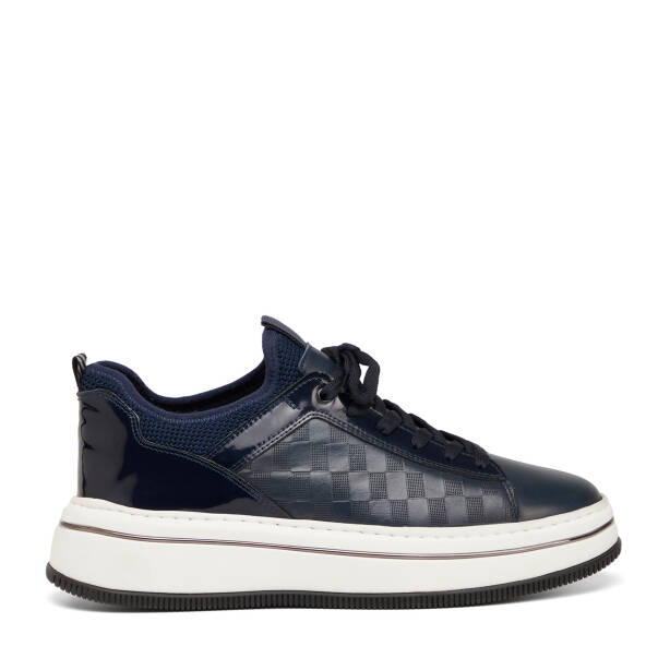 Lacivert Hakiki Deri Erkek Sneaker - E25I1AY57191-A31 - 1
