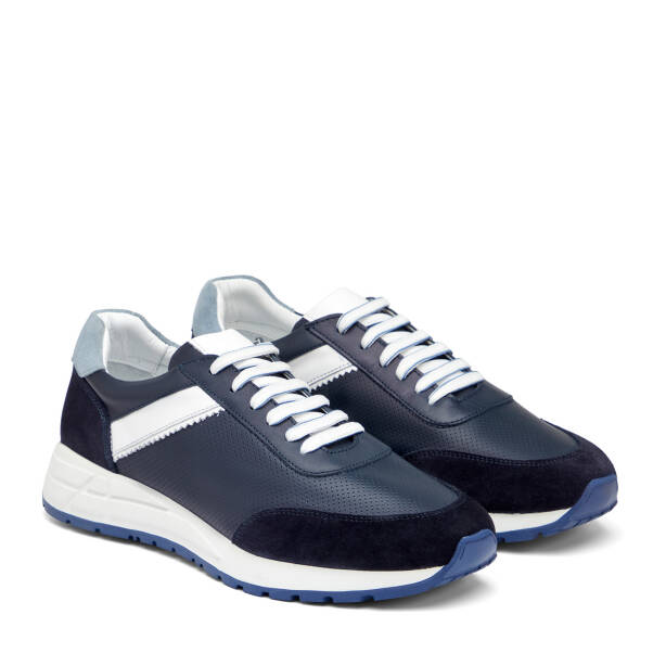 Lacivert Hakiki Deri Erkek Sneaker - E25I1AY57311-A31 - 2