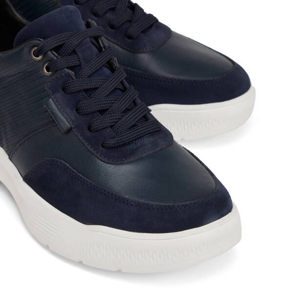 Lacivert Hakiki Deri Erkek Sneaker - E26I1AY57585-W32 - 3