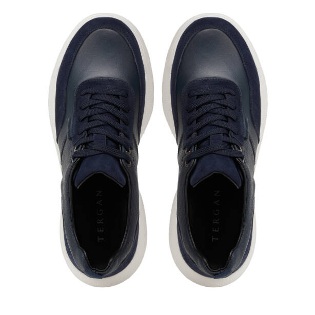 Lacivert Hakiki Deri Erkek Sneaker - E26I1AY57585-W32 - 5