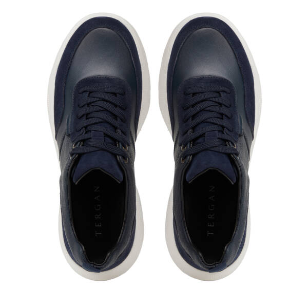 Lacivert Hakiki Deri Erkek Sneaker - E26I1AY57585-W32 - 5