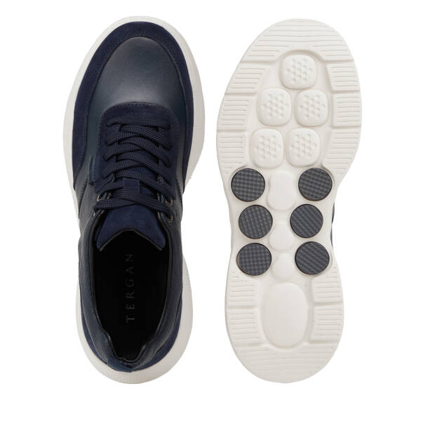 Lacivert Hakiki Deri Erkek Sneaker - E26I1AY57585-W32 - 6