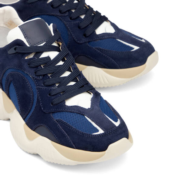 Lacivert Hakiki Deri Erkek Sneaker - E26I1AY57598-D44 - 3