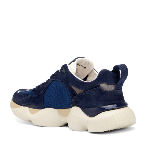 Lacivert Hakiki Deri Erkek Sneaker - E26I1AY57598-D44 - 4