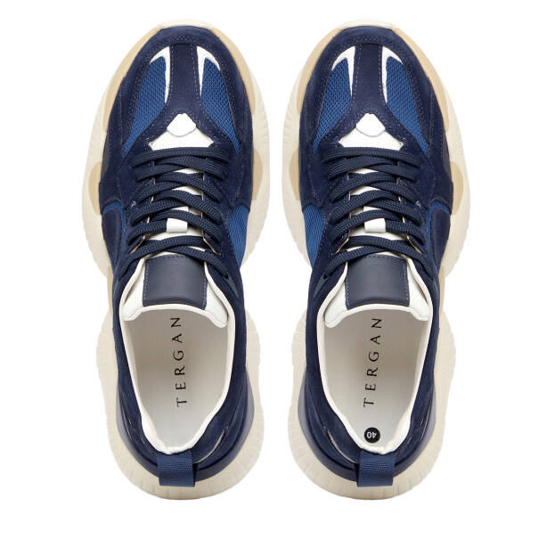 Lacivert Hakiki Deri Erkek Sneaker - E26I1AY57598-D44 - 5