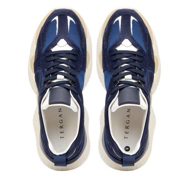 Lacivert Hakiki Deri Erkek Sneaker - E26I1AY57598-D44 - 5