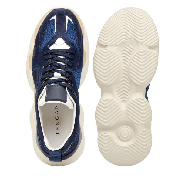 Lacivert Hakiki Deri Erkek Sneaker - E26I1AY57598-D44 - 6