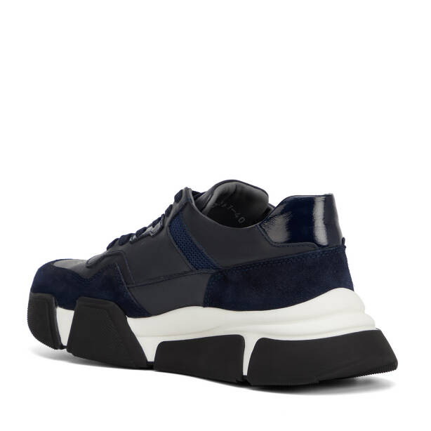 Lacivert Hakiki Deri Erkek Sneaker - E26I1AY57600-W32 - 4