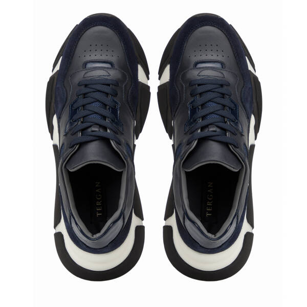 Lacivert Hakiki Deri Erkek Sneaker - E26I1AY57600-W32 - 5