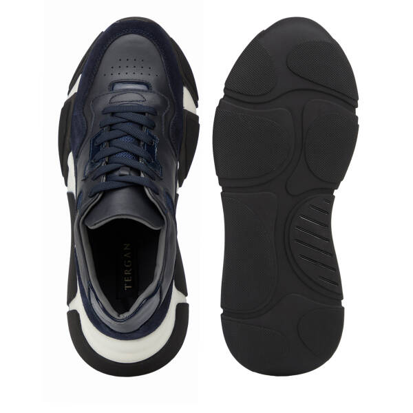 Lacivert Hakiki Deri Erkek Sneaker - E26I1AY57600-W32 - 6