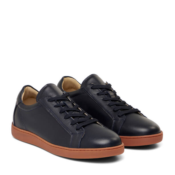 Lacivert Hakiki Deri Erkek Sneaker - E26I1AY57621-A31 - 2