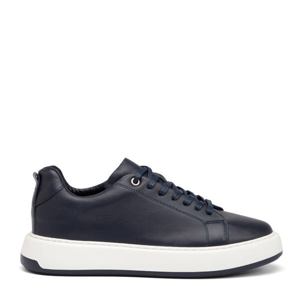 Lacivert Hakiki Deri Erkek Sneaker - E26I1AY57627-A31 